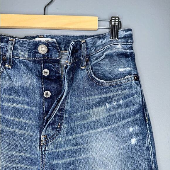 Moussy Latrobe Tapered Skinny Jeans Distressed Knee Medium Wash Blue Size 26 - Picture 3 of 9